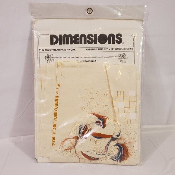 Vintage 1983 Dimensions TEDDY BEAR Candle Wicking Patchwork Needle Craft Kit - Picture 2 of 5